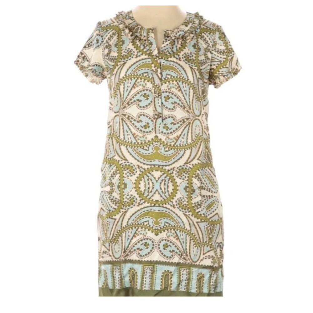 J. Crew Collection Trastevere Paisley Printed Short Sleeve Silk Retro Mini Dress